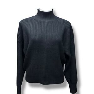 Industry Republic Clothing Sweater Black Mock Neck Ribbed Classic Timeless Sz L